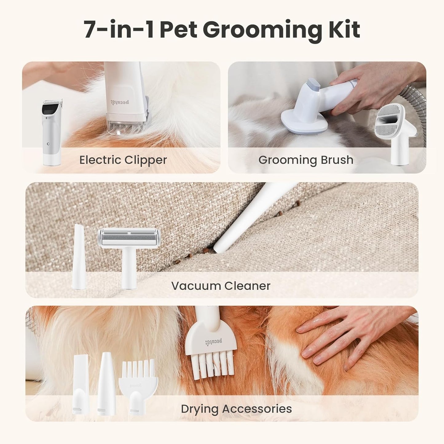 Pst Supplies Bundle:Pet Grooming Brush + Dog grooming vacuum & dryer
