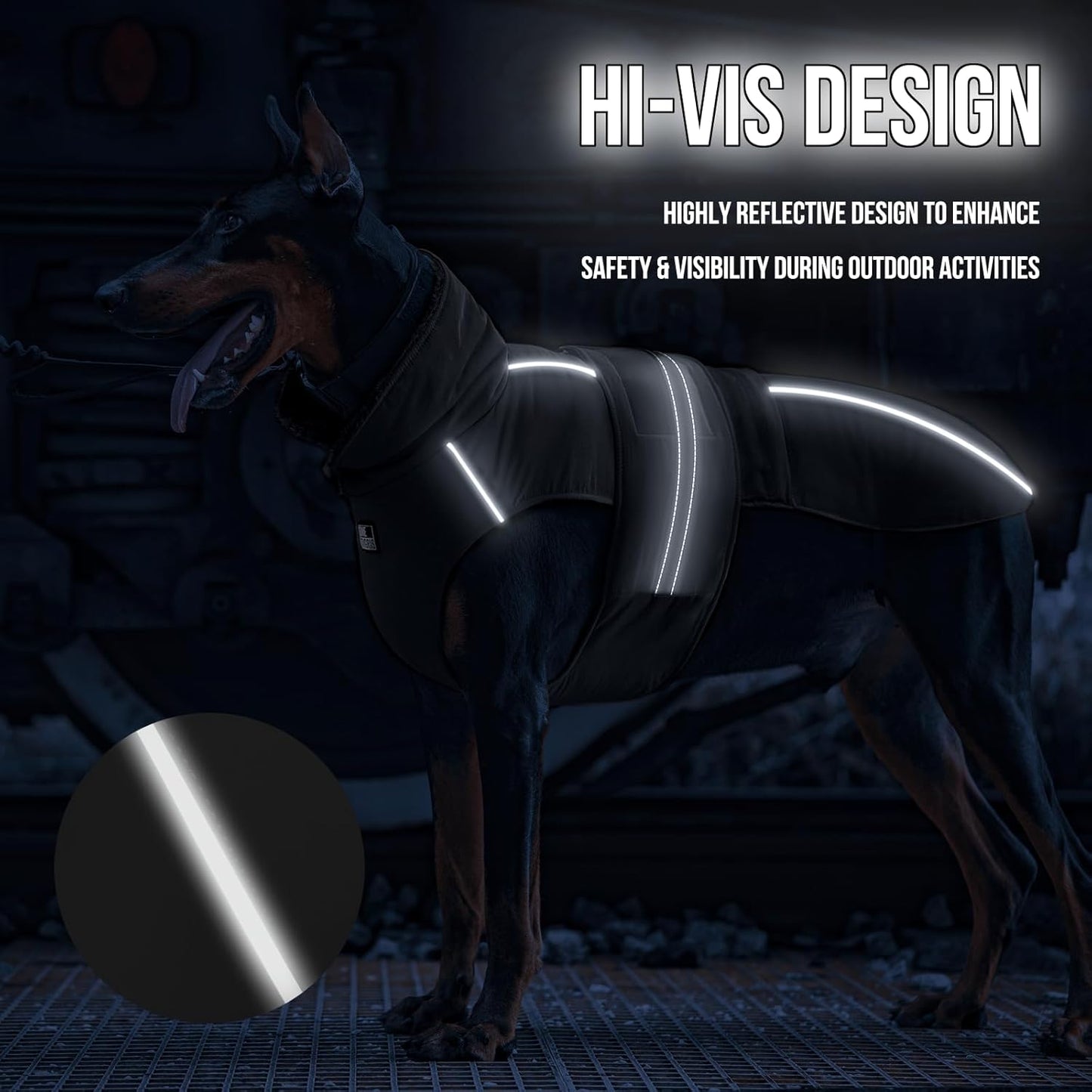 OneTigris Dog Coat Waterproof Dog Jacket with Adjustable Buckle Hook & Loop Windproof Cold Weather Coats for Small Medium Large Dogs (Black, X-Large)