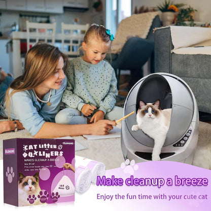 100 Pack Drawstring Cat Litter Box Liners Compatible with Litter-Robot 3/4, Waste Bags Heavy Duty for Automatic Self Cleaning Litter Box