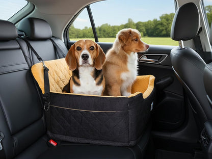 Large Dog Car Seat – Booster Seat Bed for Pets up to 55 lbs, Black, Travel Safety | Fits 2 Small Dogs Pets| Washable Cover & Thick Cushion | Rear Seat or SUV