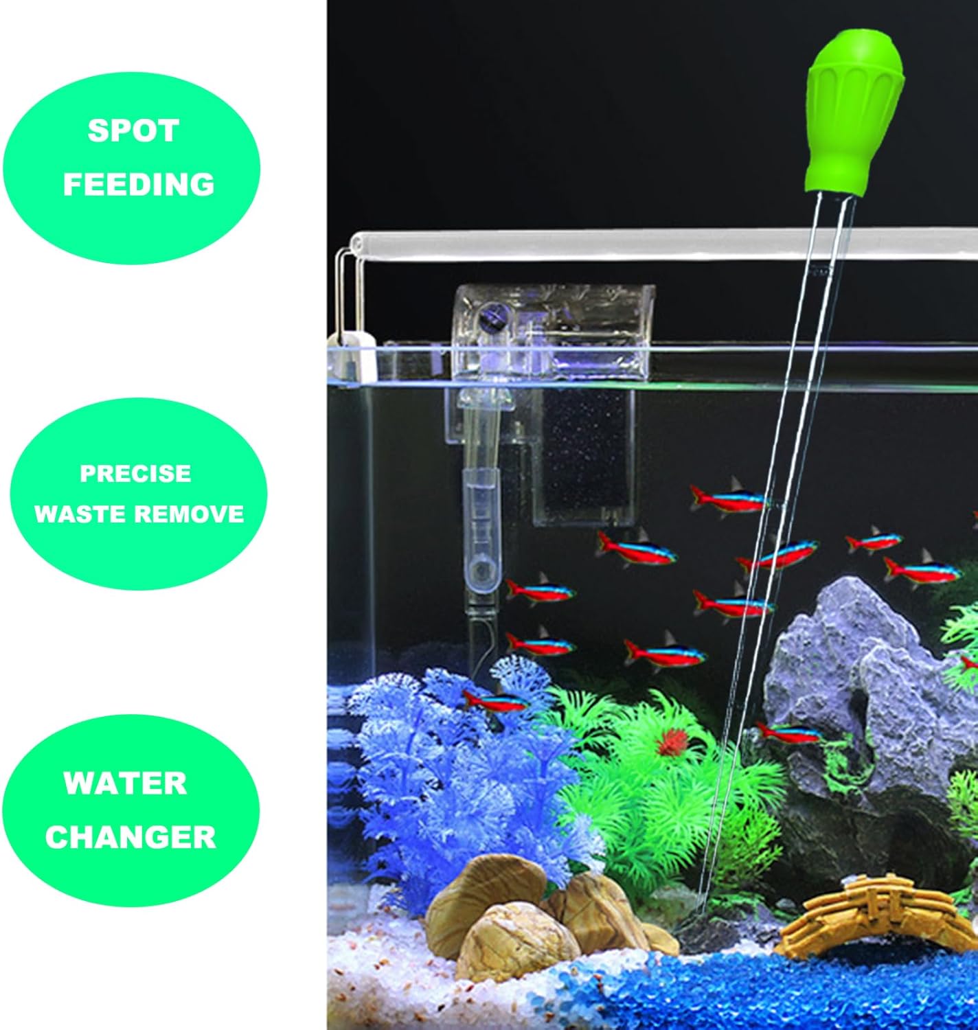 25.2 Inch Aquarium Algae Scraper/Remover for Glass Fish Tanks, Stainless Steel Cleaner Tool Kit/Cleaning Accessories with 10 Replaceable Blades + Coral Feeder + Double-Sided Sponge Brush