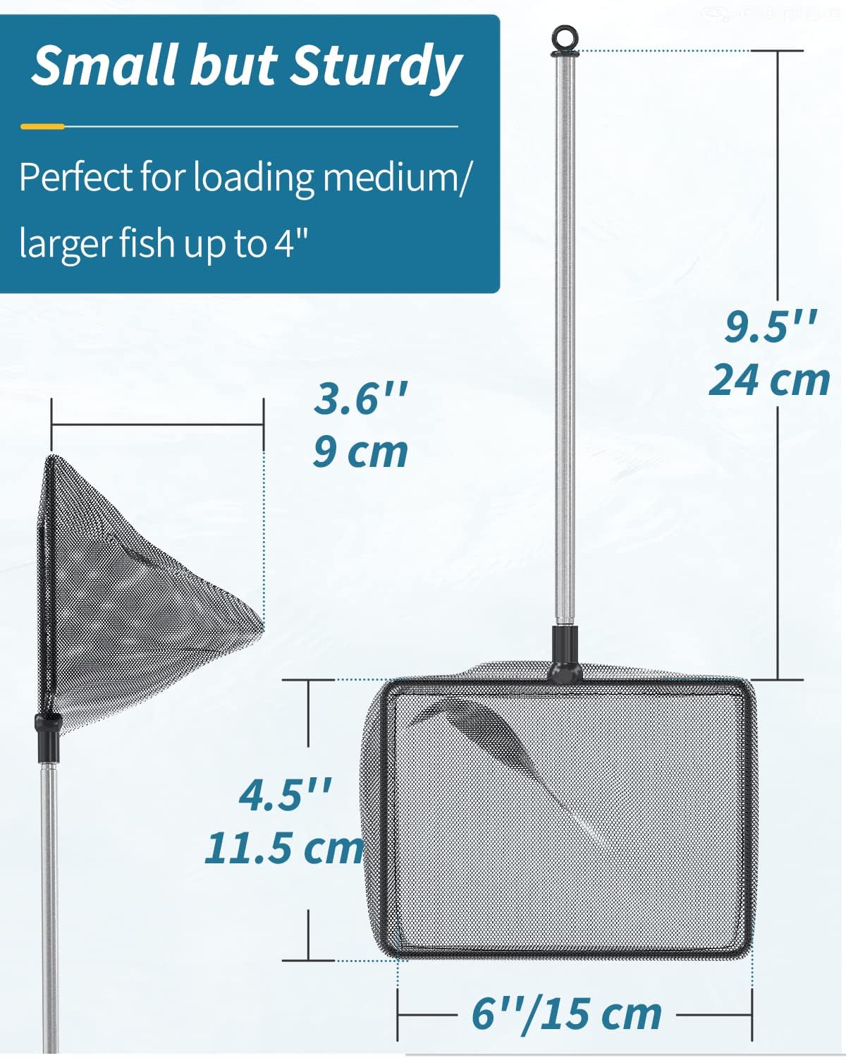 Pawfly Aquarium Fish Net with Extendable 9-24 Inch Long Handle for Betta Fish Tank Small Koi Pond and Pool