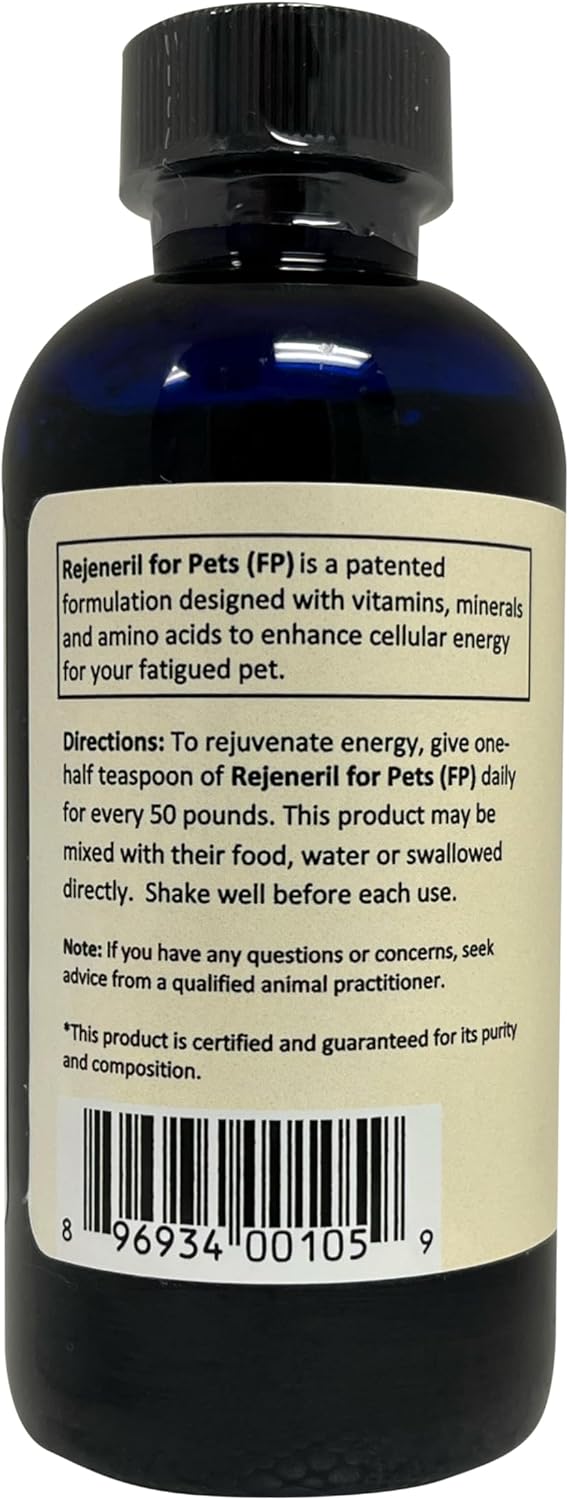 Rejeneril-FP 4oz up to 240 Servings Naturally Relieve Fatigue in Pets Increase Energy Normal Appetite Immune Support Dog Cat & Pet Formulation Antioxidant Vitamin Mineral Supplement Longevity Vitality