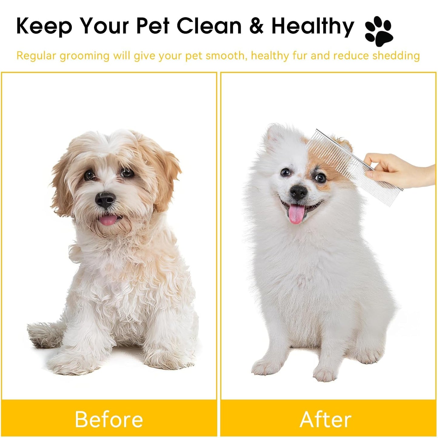 BEVTEE Dog Combs for Grooming Matting, 3 Pack Metal Comb for Pet Cat Greyhound Poodle Doodle, Removing Tangles & Knots, 6.3"/7.4"