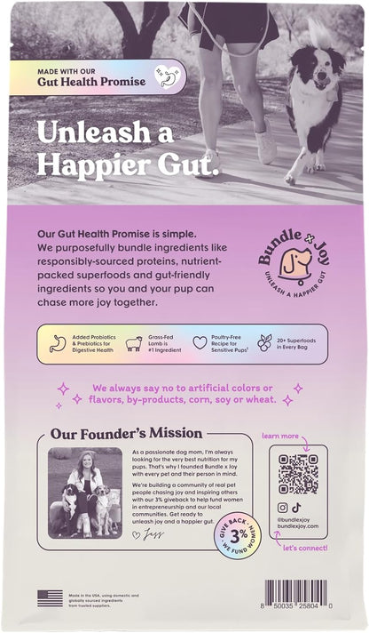 Bundle x Joy Brave Probiotic Dog Food Dry, Lamb, 4lb Bag, Allergy and Gut-Friendly Adult Kibble for Digestive Health with Grass-Fed Lamb, 20 Plant Based Superfoods, Poultry and Grain Free