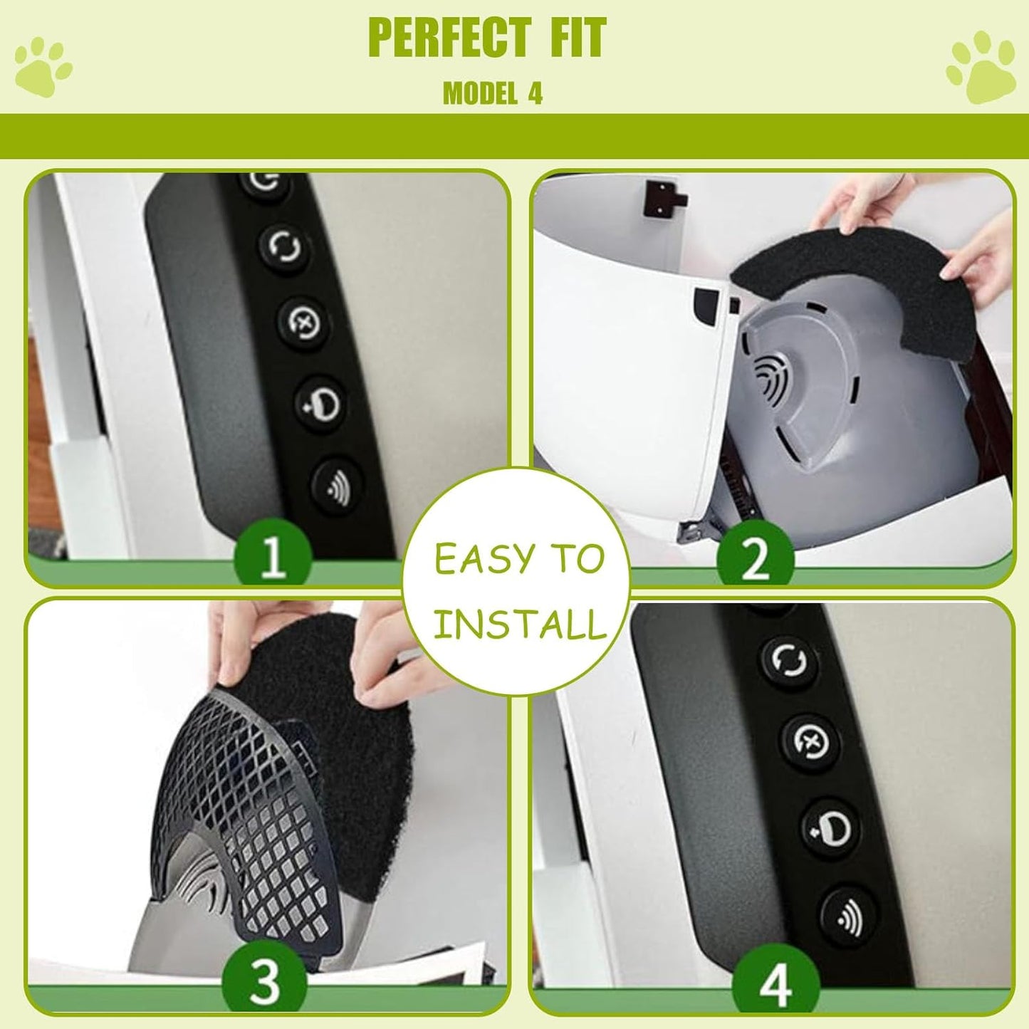 6 Pack Carbon Filters Compatible with Model LR 4, Cat Litter Box Filters Replacement to Absorb Odors from Pets, Keep Your Home Clean and Fresh