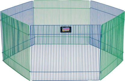 MidWest Homes for Pets Small Animal Pet Playpen/Exercise Pen, Blue and Green,1 Count (Pack of 1), Small Animal Playpen.