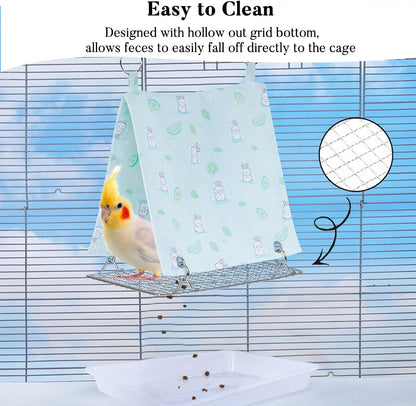 Bird Bed for Cage with Sturdy Bottom, Waterproof Bird Nest for Parakeet & Rocking Bird Perch Toy, Wooden Parrot Toys Training, Intelligence Bird Enrichment Toys for Cockatiels