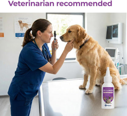 Dog and Cat Eye Wash Cleaner Eye Drops for Dogs and Cats to Flush and Soothe Eye Irritations, Dog Tear Stain Cleaner, Safe for All Animals. 3.38 Ounces