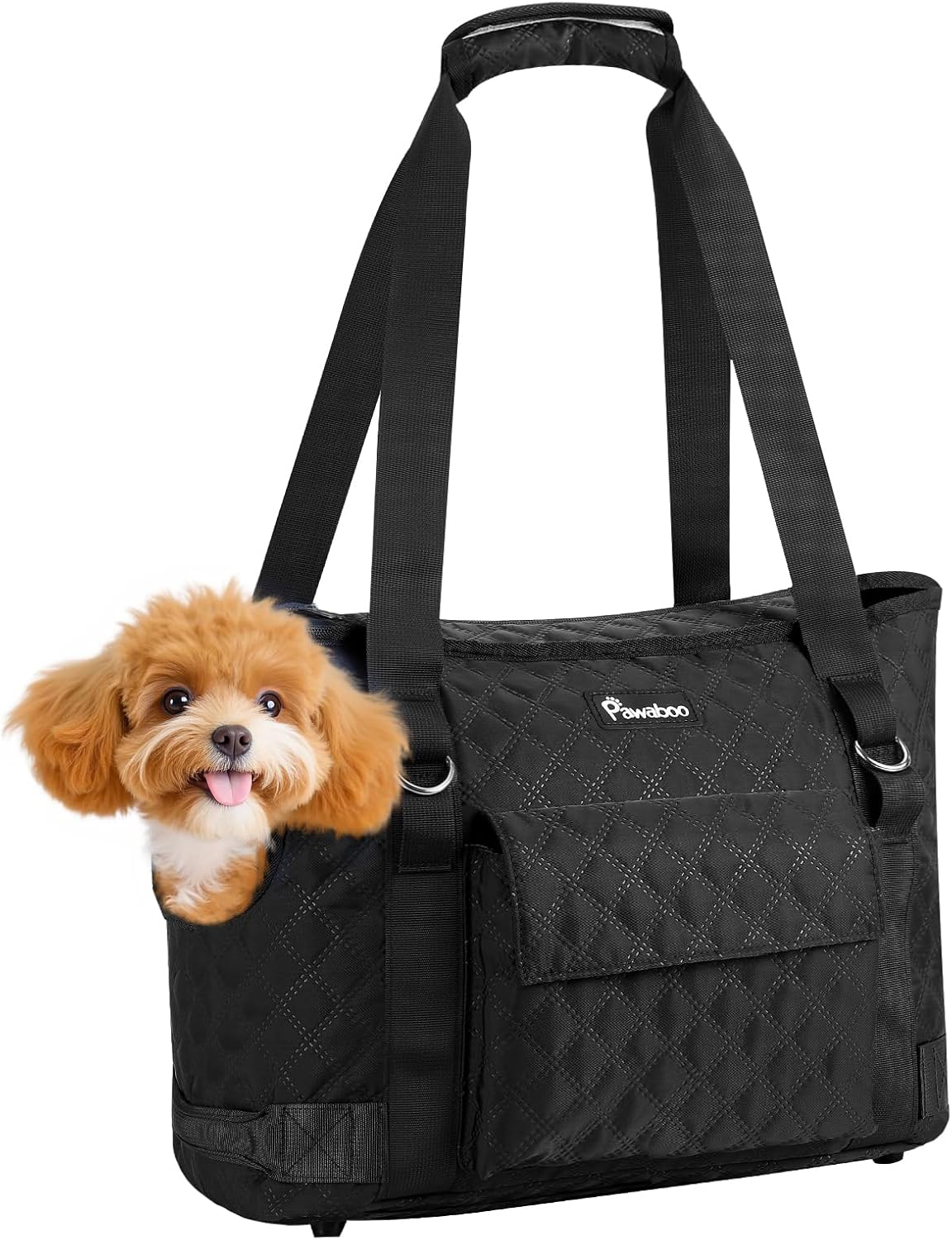 Pawaboo Dog Purse Carrier for Small Dogs with Pocket, Lightweight Dogs and Puppies Tote Bag Carrier, Dog Carriers Soft Sided for Puppy Cat Rabbit, Shopping Travel Puppy Carriers Under 11 LBS, Black