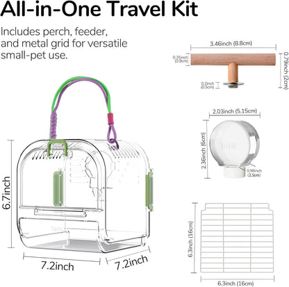 Bird Travel Carrier Cage with Metal Perch, Bottom Mesh, Food Bowl Tray, Cage Cover & Breathable Clear Ventilation for S/M Birds, Conures, Parakeets, Budgies, Canaries, Lovebirds - Purple