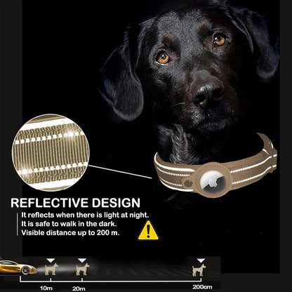 Ericfavre Airtag Dog Collar, Reflective Dog Collar with Airtag Holder, Comfortable Padded and Adjustable Airtag Dog Tracking Collar with Airtag Dog Collar Holder for Small Medium Large Dog (Beige, S)