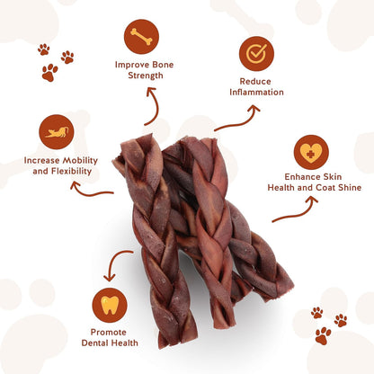 Jack&Pup 6" Braided Beef Collagen Sticks for Dogs - Rawhide Free Dog Chews Long Lasting Collagen Chews for Dogs - Bully Sticks Alternative (1 Pack)