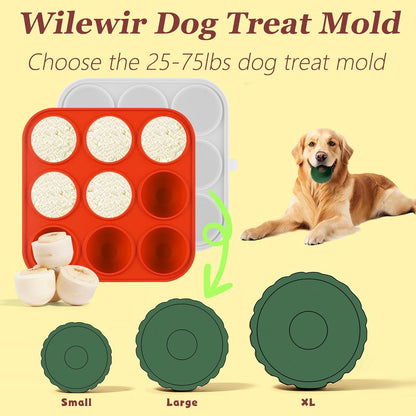 9-Cavity Silicone Frozen Dog Treat Mold with Lid for Woof Pupsicle & Power Chewer Pupsicle Large 25-75lbs,Reusable Frozen Dog Treat Tray Mold for Pupsicle Toy