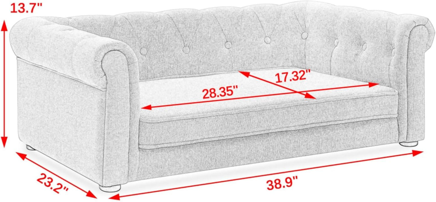 Elevated Rectangle Pet Sofa Bed for Small Medium Dogs Comfortable Orthopedic Support Couch Durable Indoor Lounge Furniture Modern Pet Bedding Raised Design Washable Fabric Plush Padding (Dark Gray)