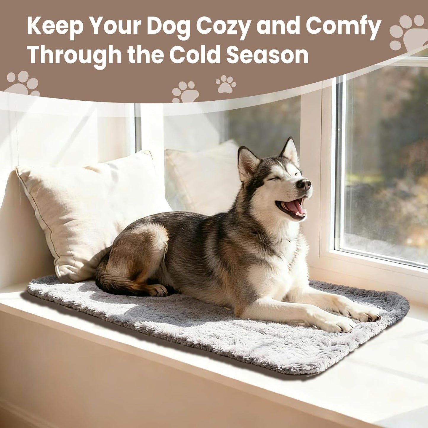 2 Pack Self Warming Dog Mats – 36"×24" Thermal Heating Pet Pads for Medium & Large Dogs, Soft Thick & Cozy for Extra Warmth, Washable, Non-Electric & Non-Slip Crate Beds for Indoor Outdoor Use