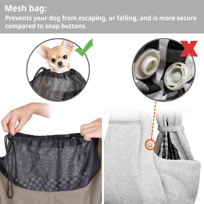 CUBY Dog and Cat Sling Carrier - Hands Free Reversible Pet Papoose Bag - Soft Pouch and Tote Design - Suitable for Puppy, Small Dogs Cats Outdoor (Khaki Senior, Adjust Strap 2.0)…