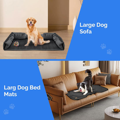 Large Dog Car Back Seat for 100lbs Dogs Pet Bed Car Seat Fully Detachable Washable Travel Safety with Storage Pocket Black