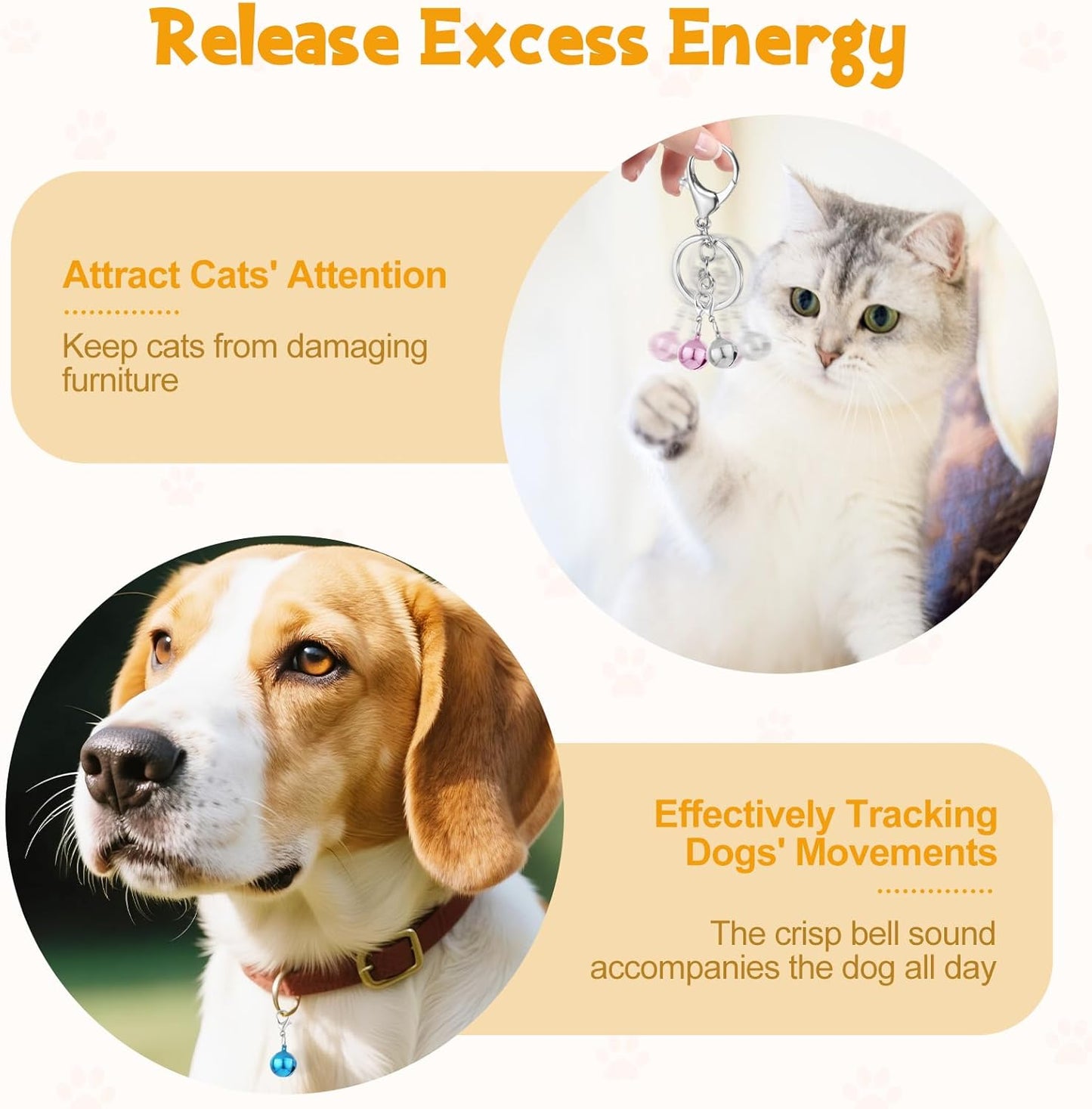 Cat Collar Bell Pet Bells for Cat Dog Collar, 9 Pack Small Dog Puppy Pet Bells for Collars with 1Pack Keychain