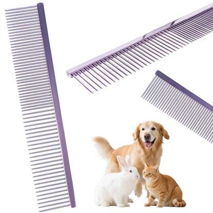 7.5 Inch Professional Solid Brass Stainless Steel Pet Dog Cat Grooming Comb,Wide & Dense Teeth for Removing Tangles, Knots,Undercoat,Excess Hair, Rounded Corners Design for Safe,Metal Dematting Tool