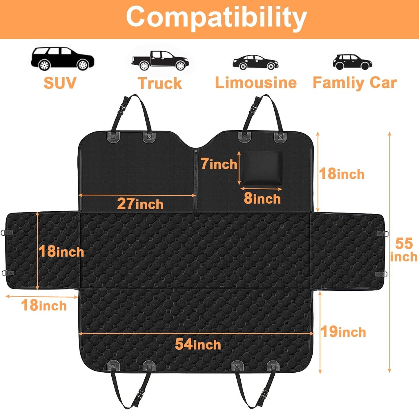 Mancro Dog Car Seat Cover for Back Seat, 2025 Upgraded 600D Heavy Duty Waterproof & Scratch-Resistant Dog Hammock for Car, Back Seat Pet Cover for Dogs with Sedan, Trucks and SUVs, Standard, Brown