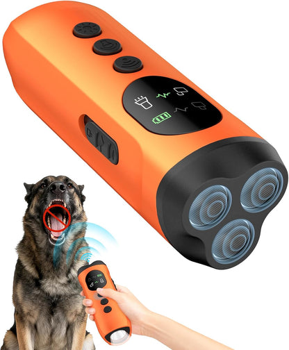 3X Ultrasonic Dog Bark Deterrent, 50ft Long Range Anti Barking Device for Stubborn & Neighbor's Dog, Rechargeable Behavior Training Tool with Flashlight, Safe Humane for Indoor Outdoor Use