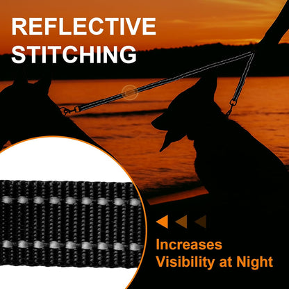MingXpet Double Dog Leash for Two Dogs, No Pull Dog Leash, 360° Swivel No Tangle for Small Dogs Walking & Training, Shock Absorbing Reflective Bungee, Black