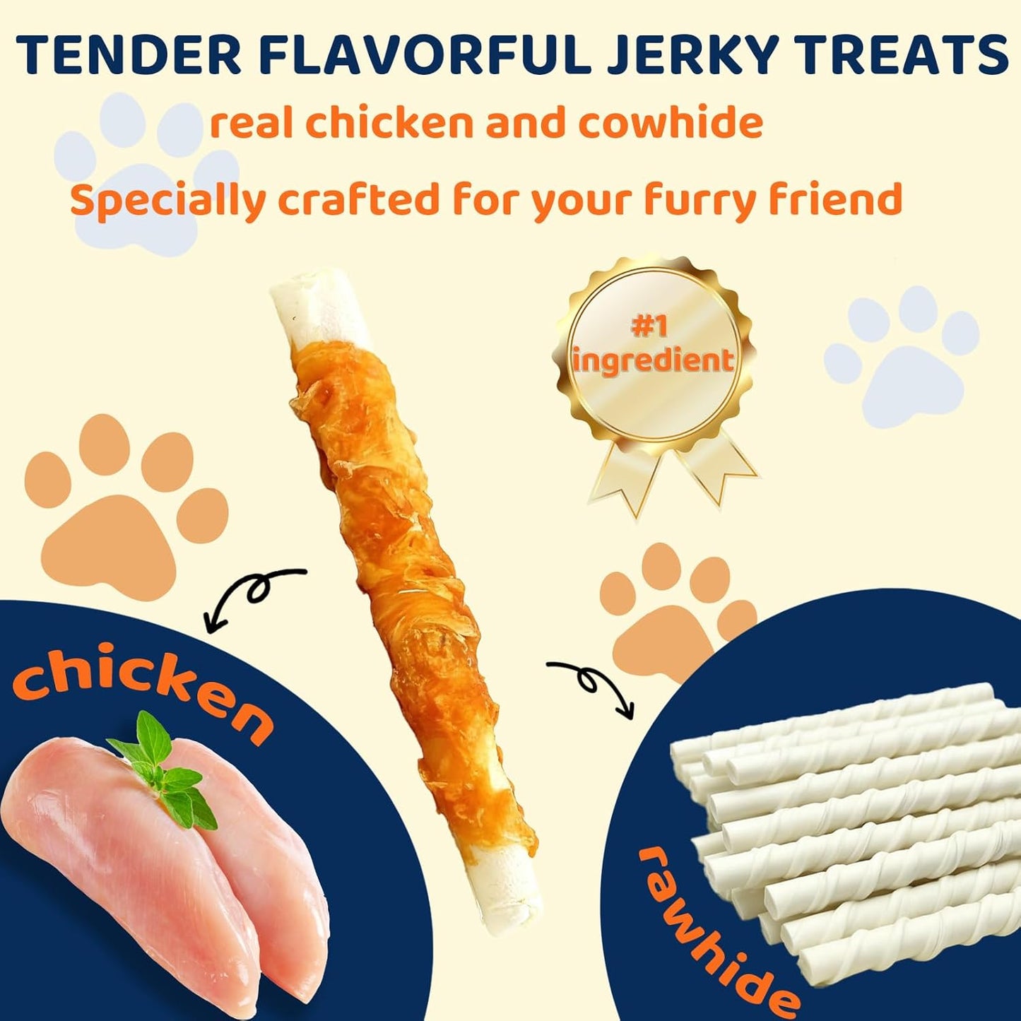 Dog Treats - Chicken Wrapped Rawhide Sticks for Dogs - 5 Inch Natural Dog Chews, High Protein & Low Fat Treats for Small to Large Dogs, Promotes Dental Health - 10.6 oz