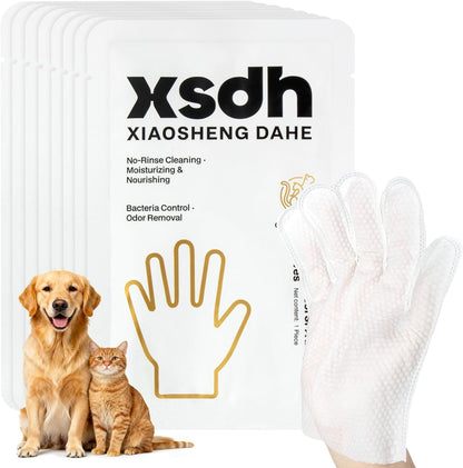 Pet Glove Wipes for Dogs - 8PCS Individual Pet Cleaning Gloves,Gentle Hydrating & Nourish Fur,Grooming Gloves for Dog & Cat Fur Horse Coat Care，Pet Bathing Wipes for Daily Care,Travel