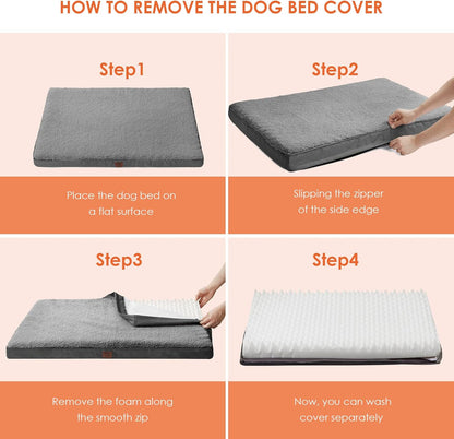 EHEYCIGA Orthopedic XL Dog Beds for Extra Large Dogs with Removable Washable Cover for Crate, Grey, 41x27