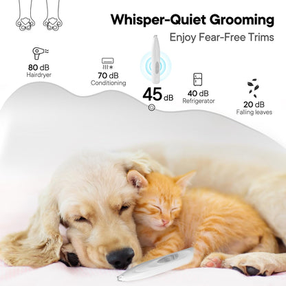 Dog Paw Trimmer with LED Light, Rechargeable Cordless Electric Grooming Clippers, Low Noise Pet Hair Shaver for Small Dogs Cats Trimming Around Paws, Eyes, Ears, Face, Rump