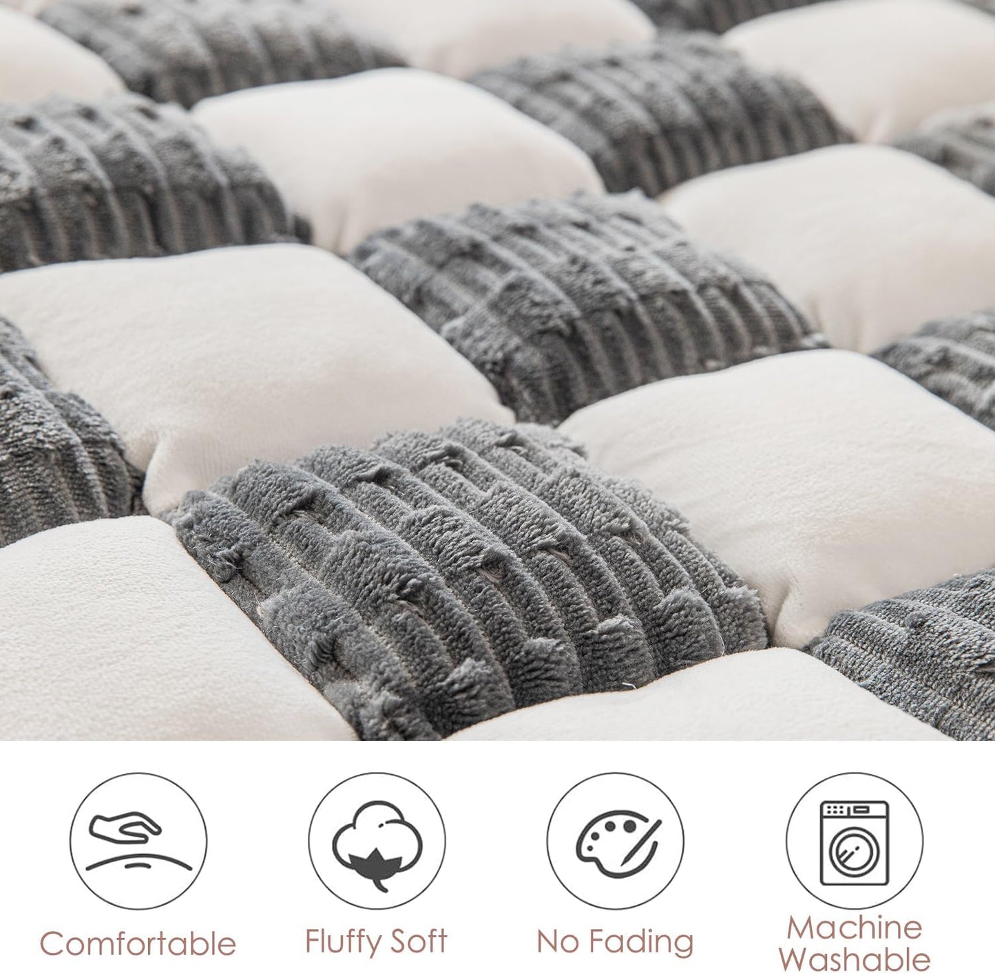 Dog Bed Mat for Car Backseat Extender, Non-Slip Plaid Pet Bed Mat for Car Back Seat Protector Cover, Furry Dog Couch Cover, Flannel Travel Dogs Mat for Cars, SUVs, Sedans. (51" x 24") (Grey, M)