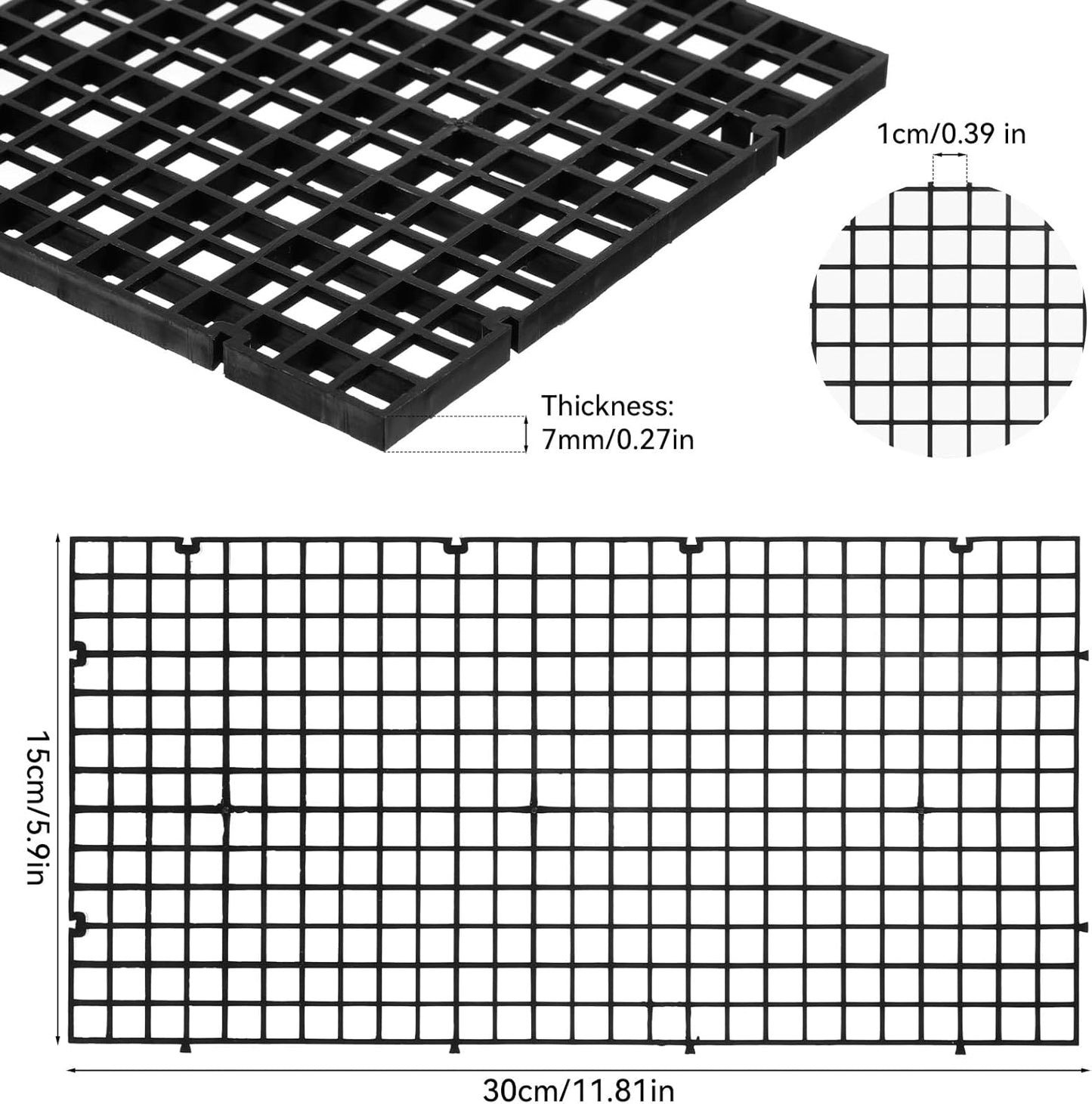 16 Pieces 5.9x11.8in (15X30cm) Aquarium Grid Plastic, Aquarium Fish Tank Divider Egg Crate Aquarium Black Filter Bottom Tray for DIY and Protection Aquascaping