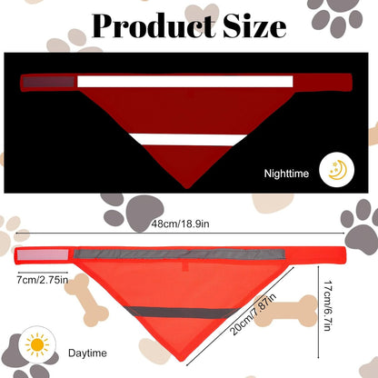 Dog Reflective Bandanas, 2 Pieces Orange Green High Visibility Bandana for Dogs Adjustable Triangle Bib Safety Reflective Dog Scarf for Small Medium Large Pets Dogs Cats Outdoor Walking Camping