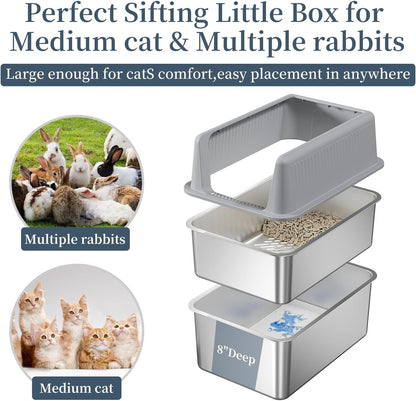 19.7''x13.8''x13.8'' Enclosed Stainless Steel Litter Box with Lid