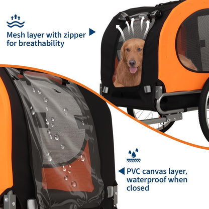 Dog Bike Trailer, Supports Up to 88 Lbs, Pet Bicycle Carrier, Easy Folding Cart & Quick Release Wheels, Washable Non-Slip Lining,Universal Bicycle Coupler for Small/Medium Pets