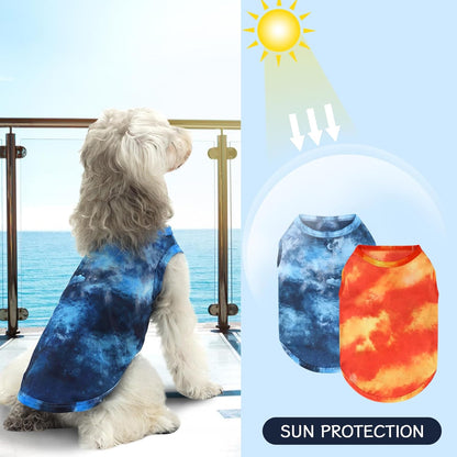 XPUDAC 4 Pack Dog Shirt Tie Dye Lightweight Dog Clothes for Small Dogs Boy Girls Breathable Stretchy Tank Top Vest-Medium