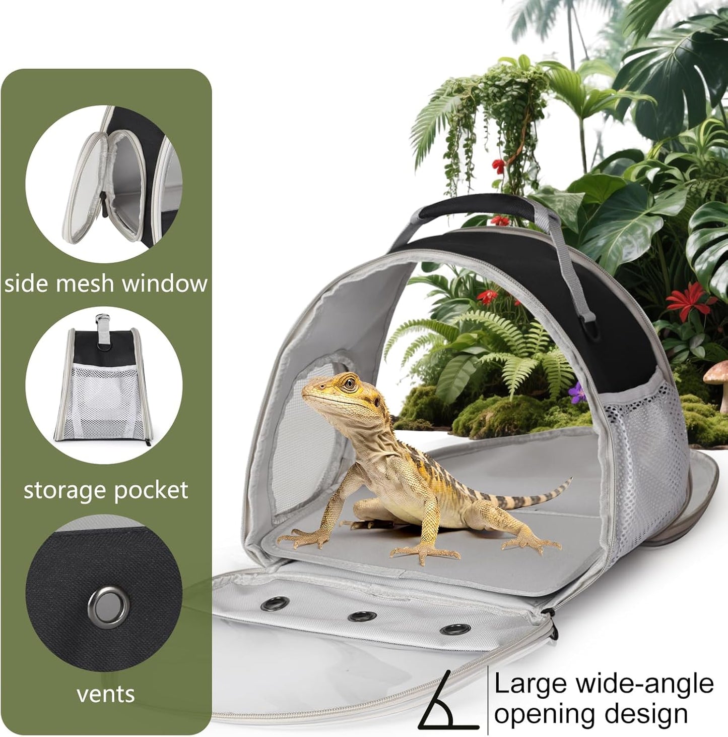 Bearded Dragon Travel Carrier,Lizards Carrier, Small Animal Travel Carrier for Sugar Glider Hedgehog Rat Parrot Bird Guinea Pig, Portable Guinea Pig Travel Bag for 2