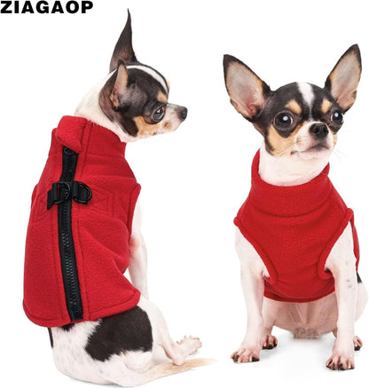Soft & Comfortable Dog Jacket – Cozy Zip-Up Sweater Vest with Leash Hook, Easy-On Pet Coat for Walks, Outdoor Play, and Everyday Adventures. Red M