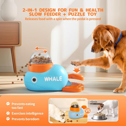 Interactive Slow Feeder for Small Dogs and Cats, Food Puzzle Slow Feeder Toy Duck, Dog Enrichment Toys Treat Dispenser with Button, Exercise Small Animal Bowls