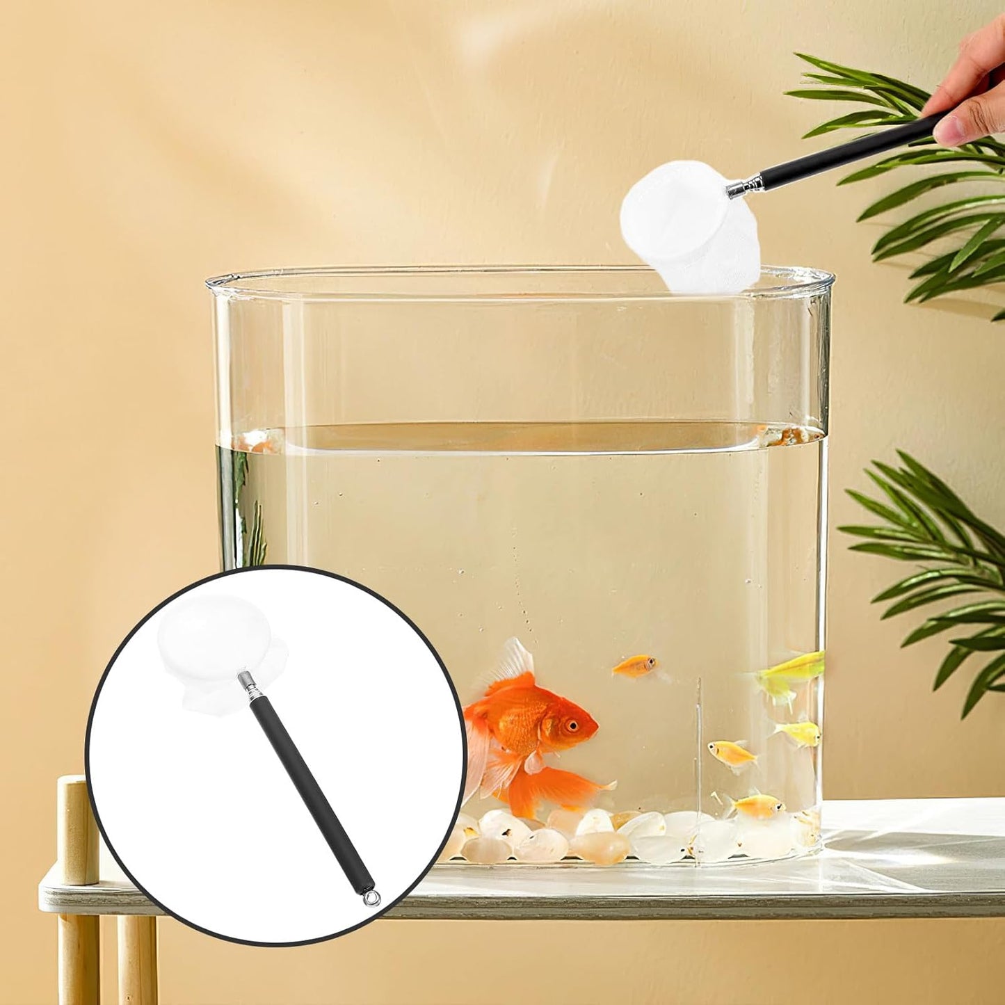 Kisangel Small Aquarium Shrimp Net Retractable Fine Mesh Fish Tank Net 3D Round for Pond and Creek Fishing