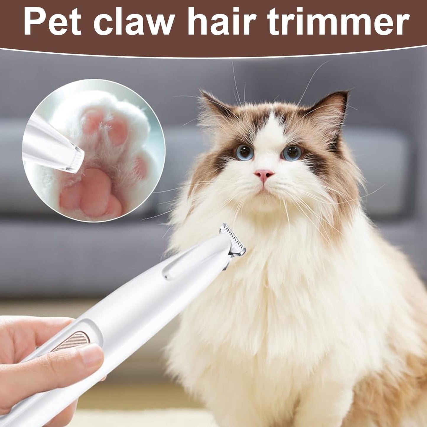 Dog Paw Trimmer with LED Light,Dog Grooming Kit & Pet Micro Precision Trimmer,Safety Electric Clipper,18 mm Widen Blade,35dB Low Noise,Cordless Hair Trimmer for Paws, Ears, Face, Rump(Yellow)