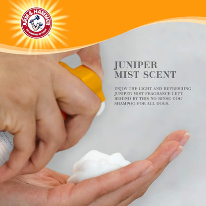 Arm & Hammer for Pets Ultra Fresh Dog Deodorizing Foam, Juniper Mist Scent - No Rinse Waterless Dog Shampoo for Smelly Dogs, Pet Deodorizer, Bathing Supplies, 8 Fl Oz (Pack of 2)