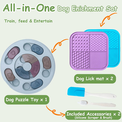 Lick Mat For Dogs,Dog Puzzle Toy,Stimulating Dog Toys,Puppy Slow Feeder Enrichment Toys,Stimulation Puzzles Food Bowl for Large Pet Treat Mat Mental Interactive Feeding Bowls Small Puppies Feeders