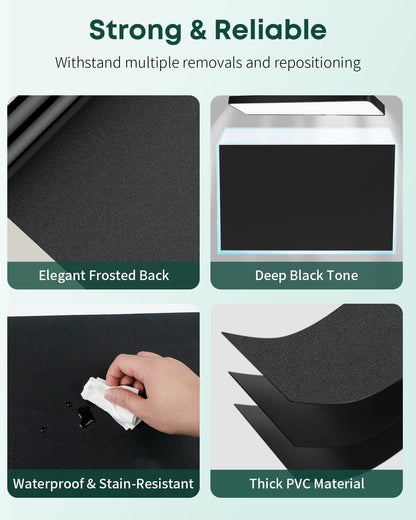 Pawfly Black Aquarium Background, 40" x 12", Static Cling Fish Tank Background Wallpaper, PVC Fish Tank Backdrop, Easy to Install Aquarium Decor Background