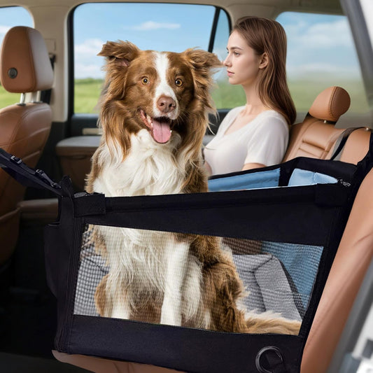 Dog Car Seat Medium Small Size Dog,Foldable Cat Car Seat with Seatbelt,Also Comes with A Pet Bed,Pet Travel Cars Seats