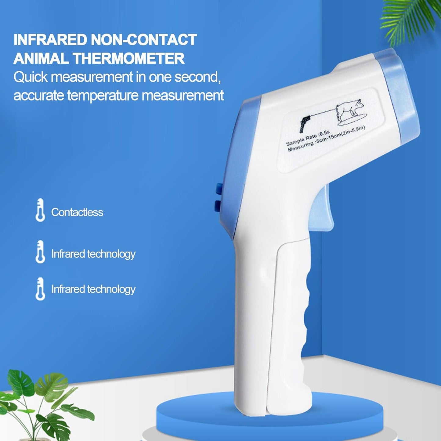 Veterinary Thermometer, Dog Thermometer, Fast Digital, Pet Thermometer for Pig, Cattle, Sheep, Horse (Without Battery)