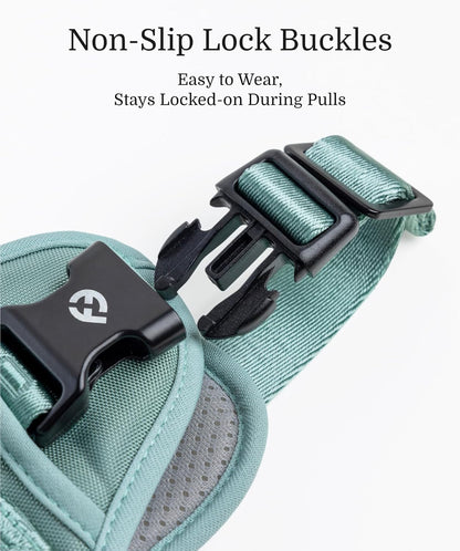 2025 New Edition, Fei & Eve Classic Dog Harness - Quick-Release Buckles | 3-Point No-Pull Control | Heavy-Duty 900D Nylon | Dual Safety Handles | Breathable Mesh | Adjustable Fit | Medium,Green