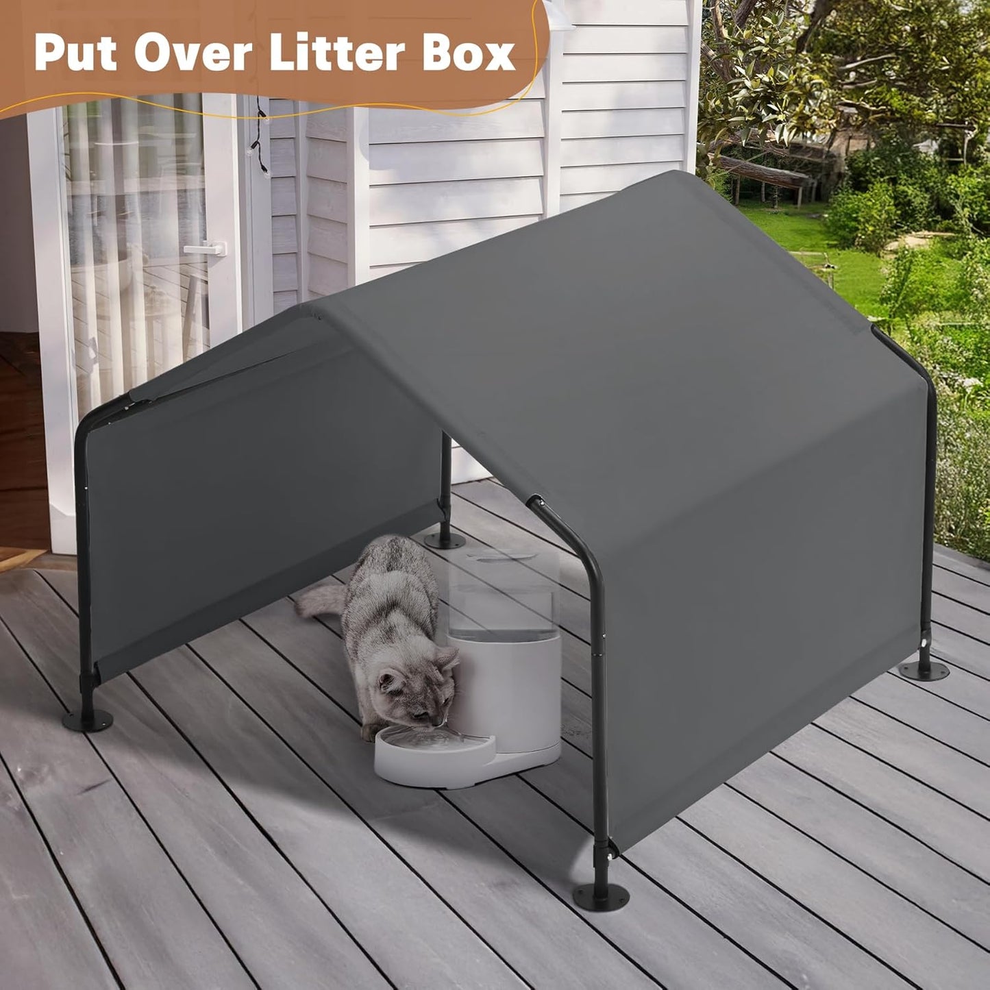 Dog Shade Shelter Outdoor 4'x4'x3' Tent for Large Medium Dogs, Outside Sun Rain Canopy Pet House for Livestock Pigs Cats with Waterproof Roof Ground Nails,Darkl Gray