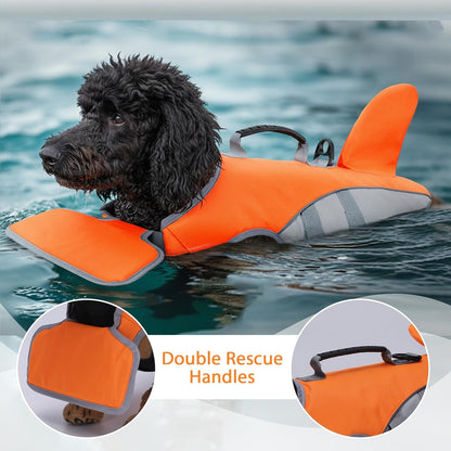 Geyecete Dog Life Jacket High Visibility Dog Life Vest for Swimming, Boating, and Water Safety, Large, Adjustable Pet Life Swimsuit-Orange-XL